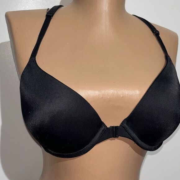 PINK Victoria's Secret Women's Black Rainbow Cross Strap Back Bra Size 34B - Picture 2 of 10